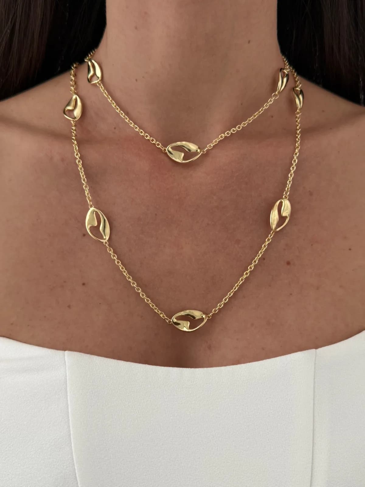 Özel Seri Çoklu Düğme Tasarım Gold Kolye