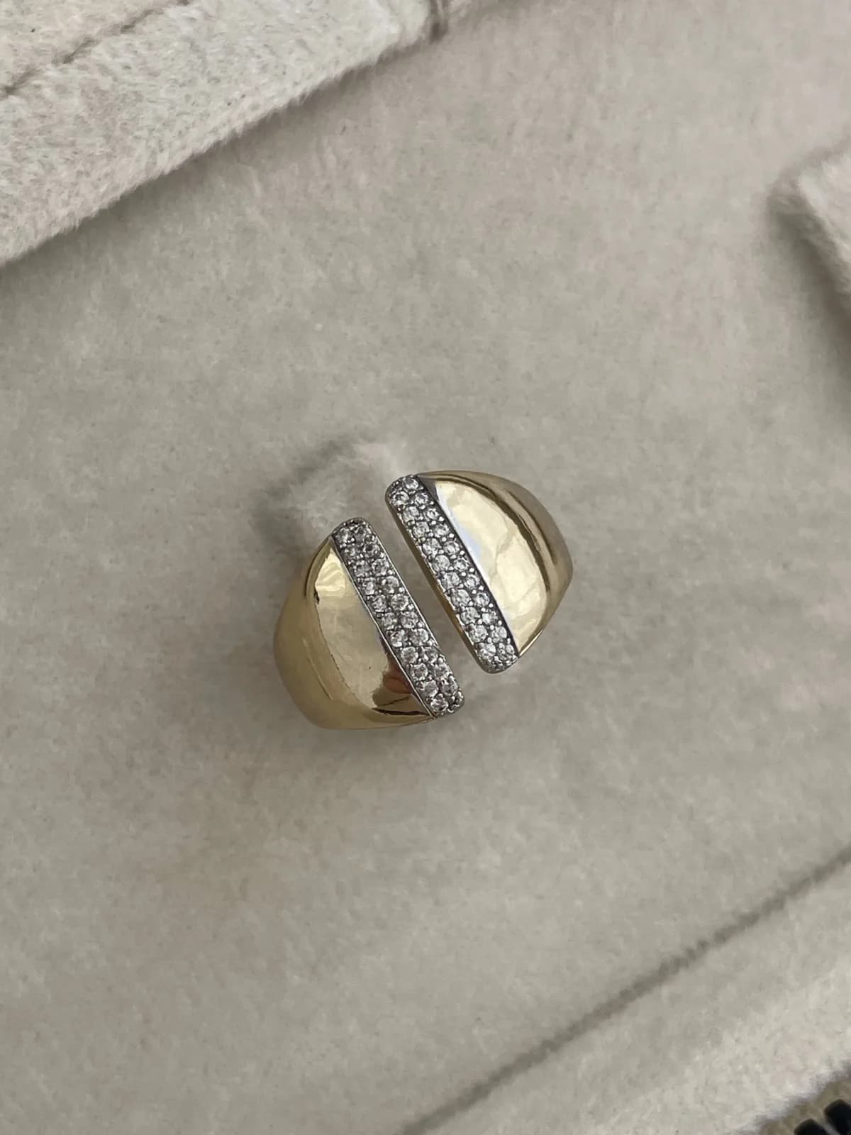 Özel Seri Zirkon Taşlı Geometrik Tasarım Ayarlanabilir Gold Yüzük