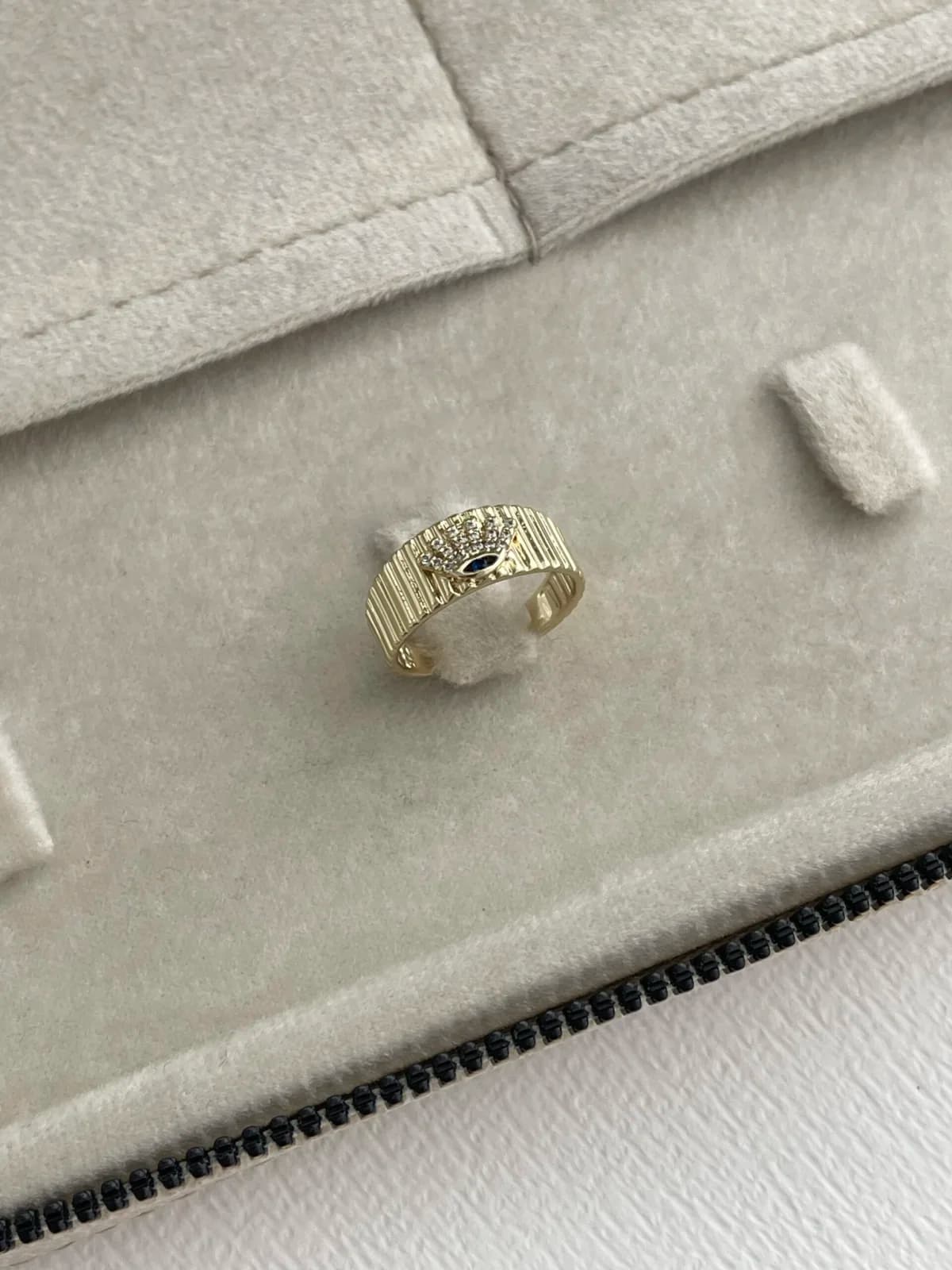 Özel Seri Zirkon Taşlı Taç Tasarım Ayarlanabilir Gold Yüzük