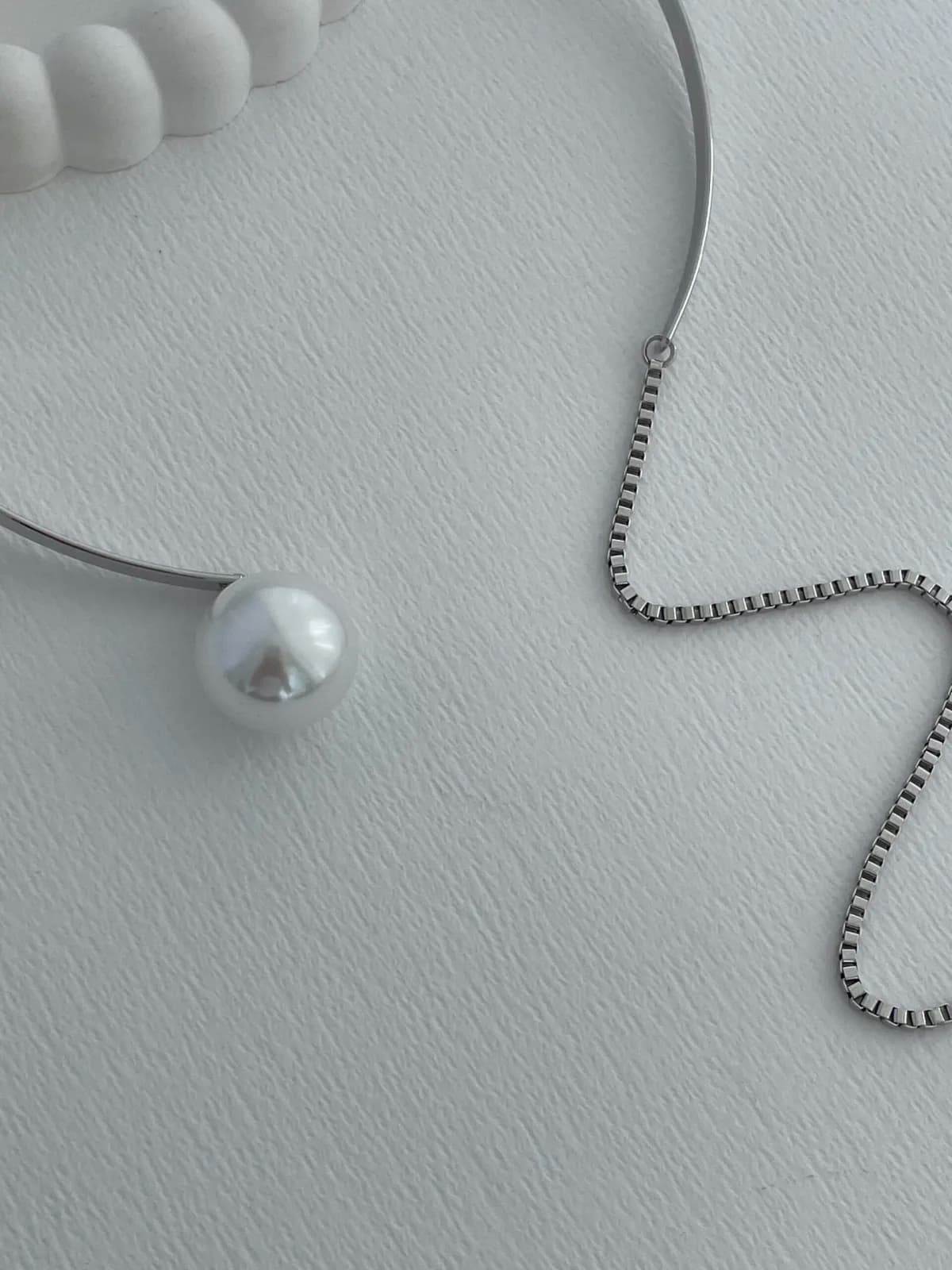 Özel Seri Sallantılı Uç Detay Gümüş Choker Kolye