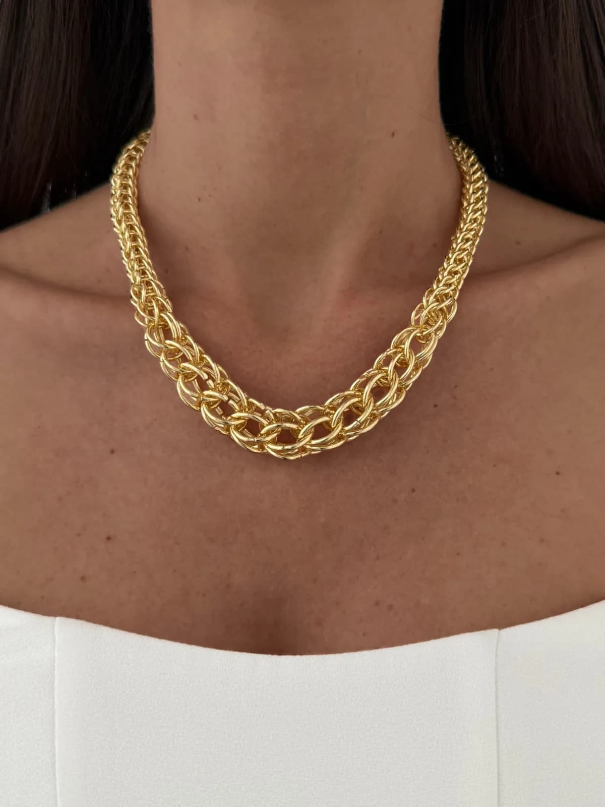 Özel Seri İç İçe Halka Tasarım Gold Kolye