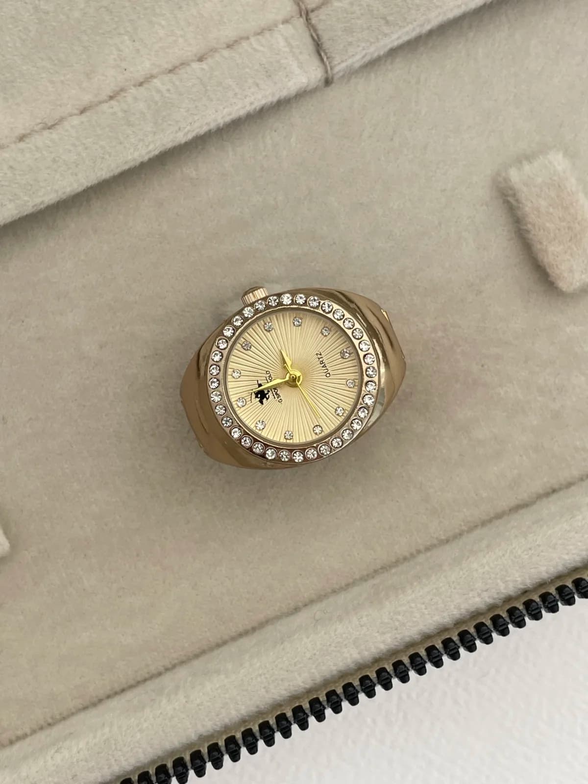 Özel Seri Saat Tasarım Kadranı Sarı Zirkon Taşlı Gold Yüzük
