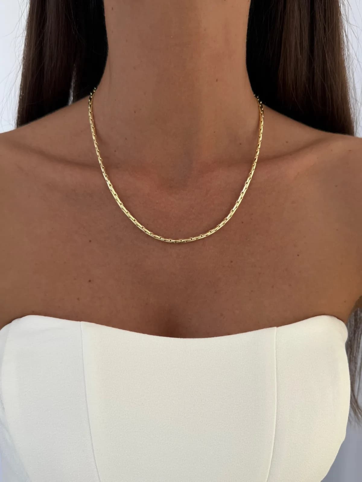 Özel Seri Gold Yılan Sırtı Zincir Kolye