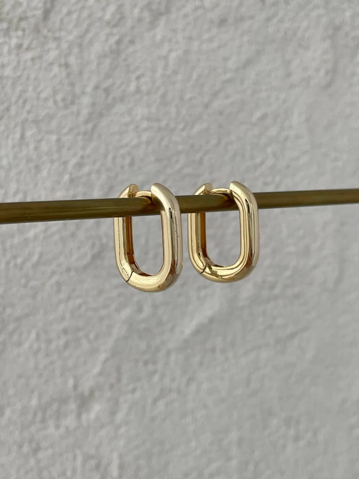 Özel Seri  Dikdörtgen Oval Gold Küpe