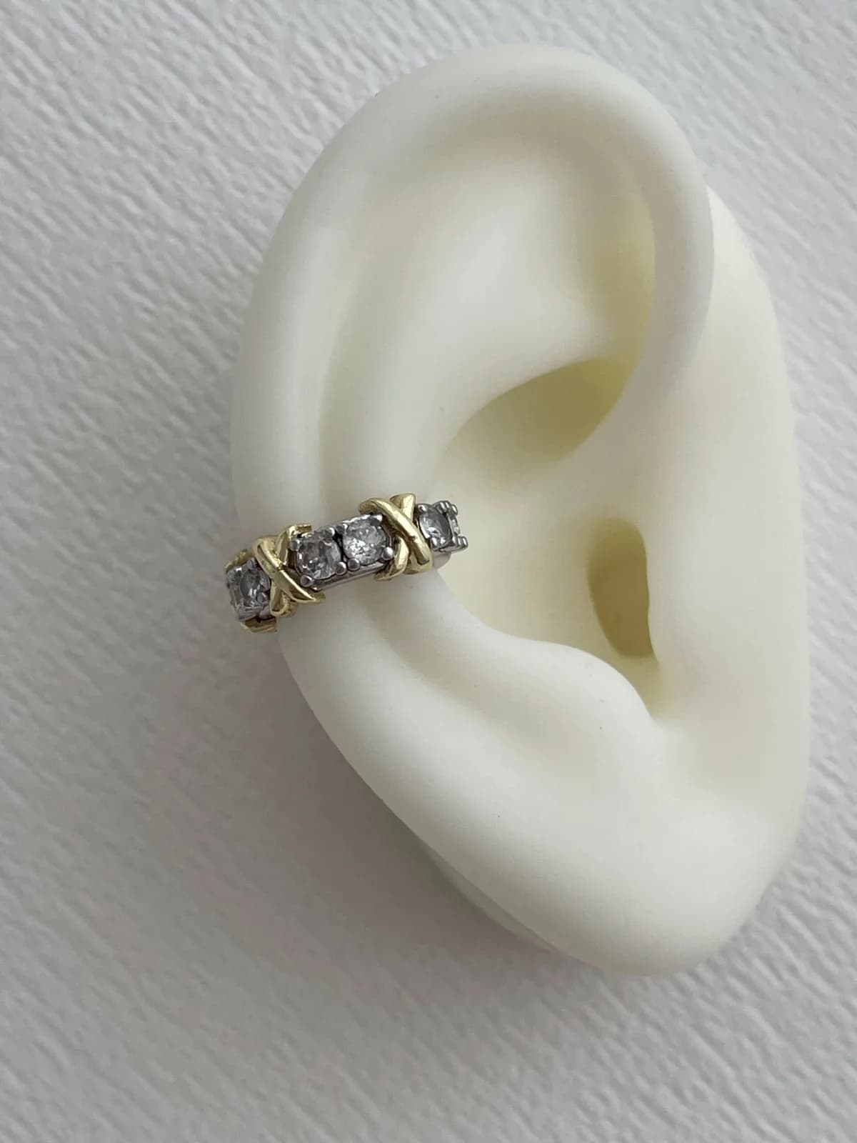Özel Seri Zirkon Taşlı X tasarım Gümüş Earcuff Küpe