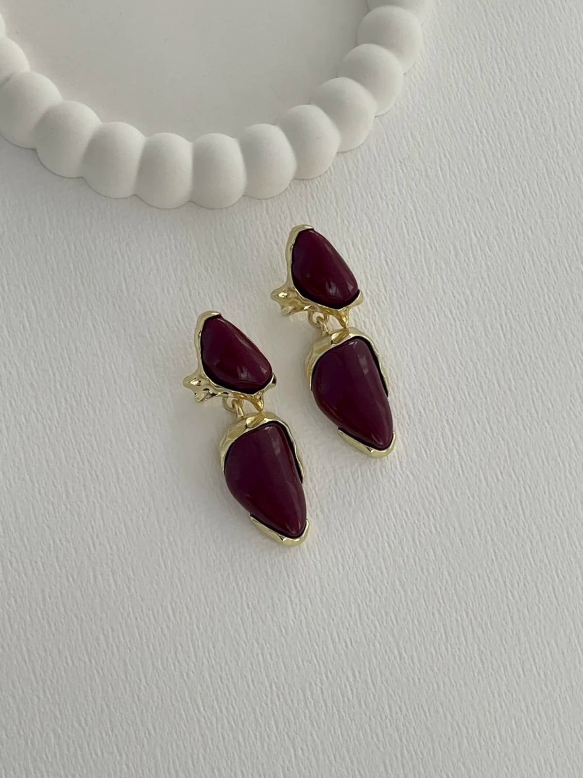 Özel Seri Bordo Kemik Marka Model Gold Küpe