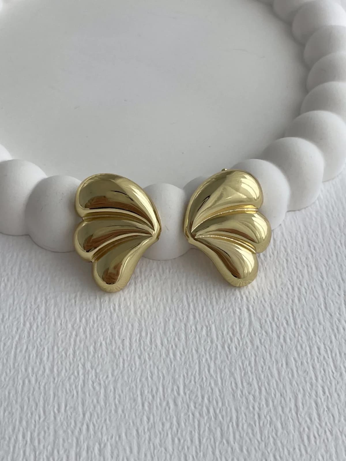 Çelik Üçlü Damla Tasarım Gold Küpe