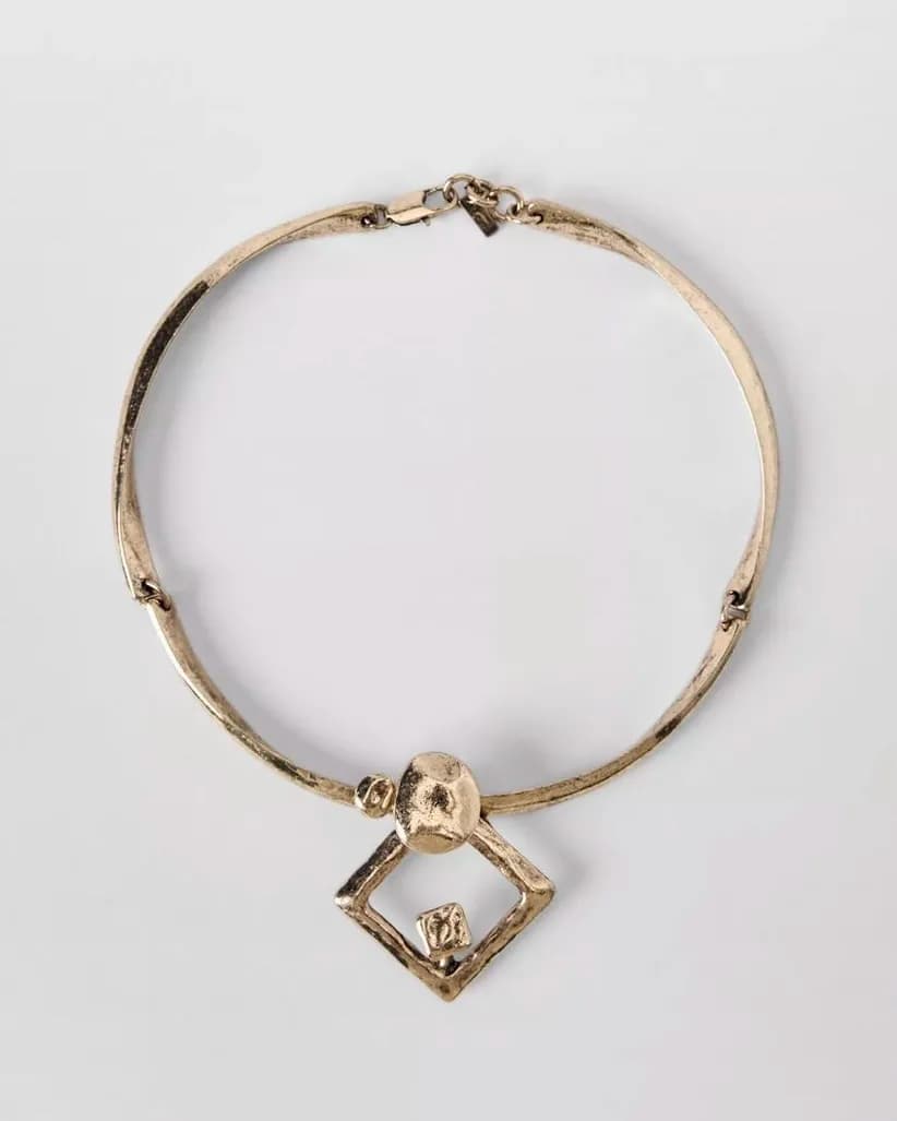 Özel Seri Eskitme Kare Tasarım Gold Marka Choker Kolye