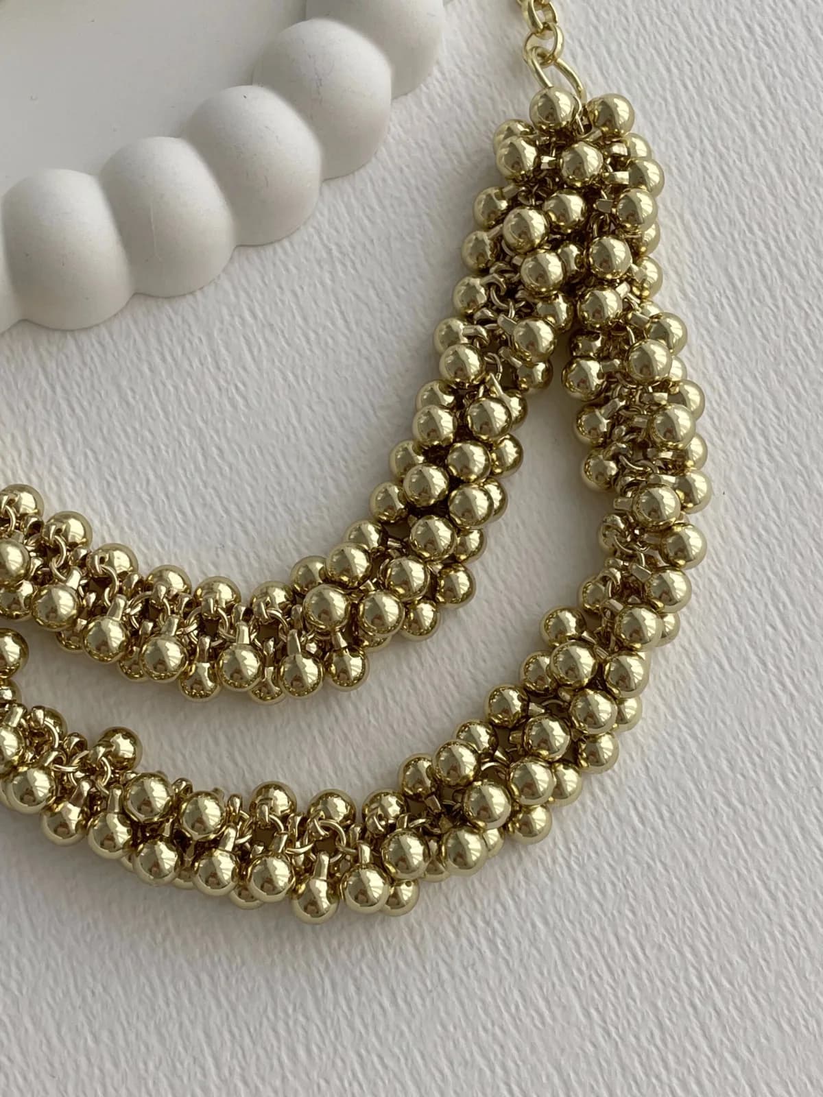 Özel Seri Sallantılı Topçuk Detay İkili Gold Kolye