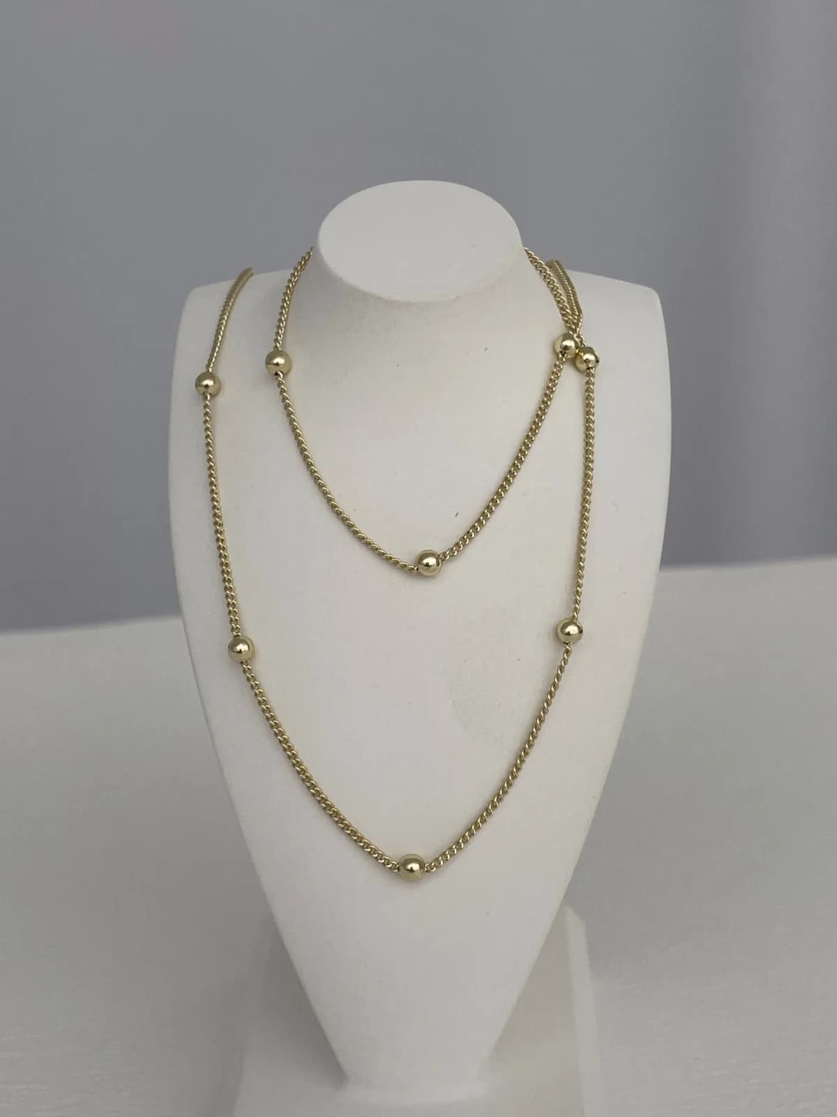 Özel Seri İnce Top Detay Gold Zincir Kolye 60 Cm