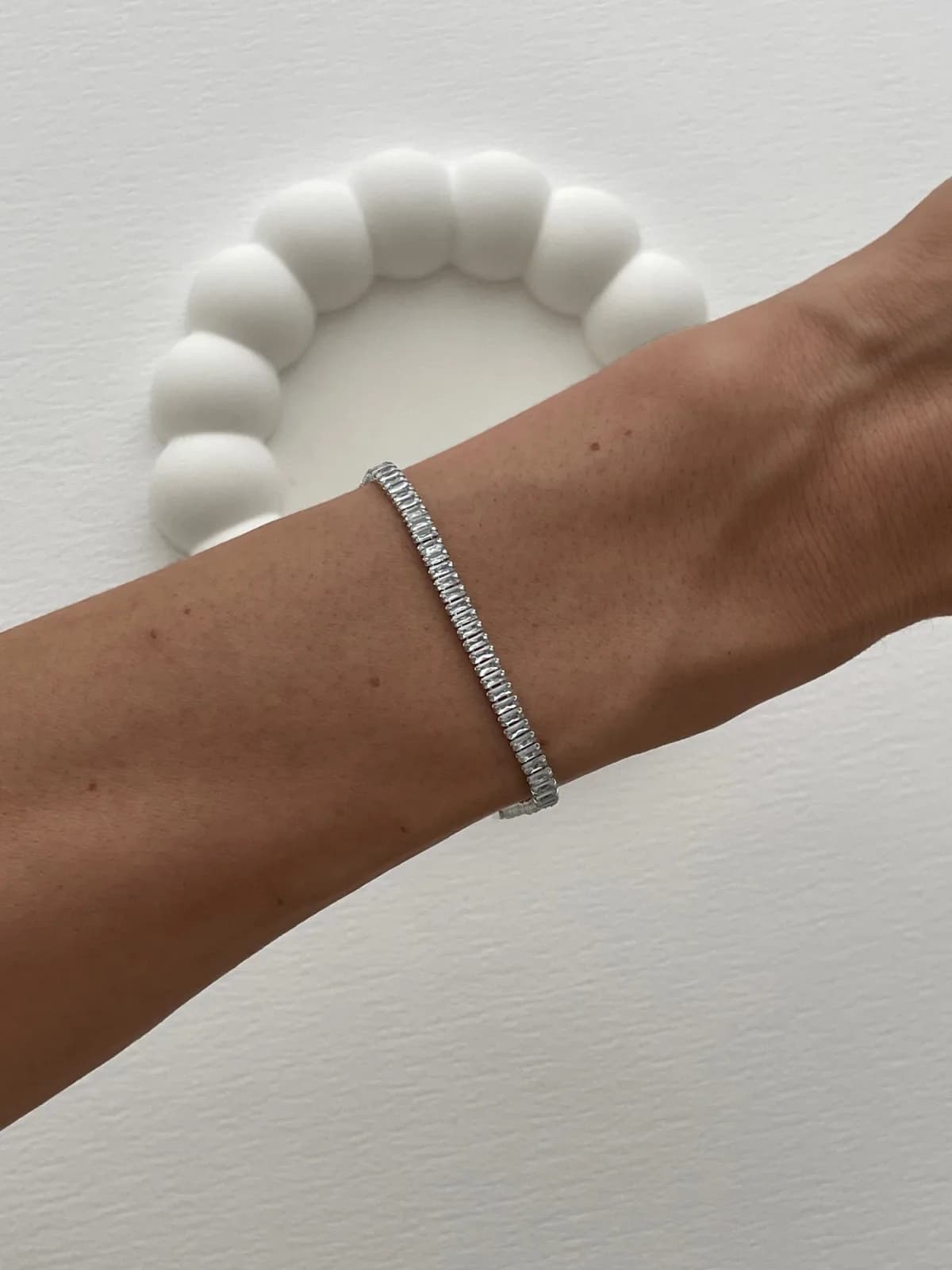 Özel Seri İnce Baget Taşlı Gümüş Bileklik 3mm