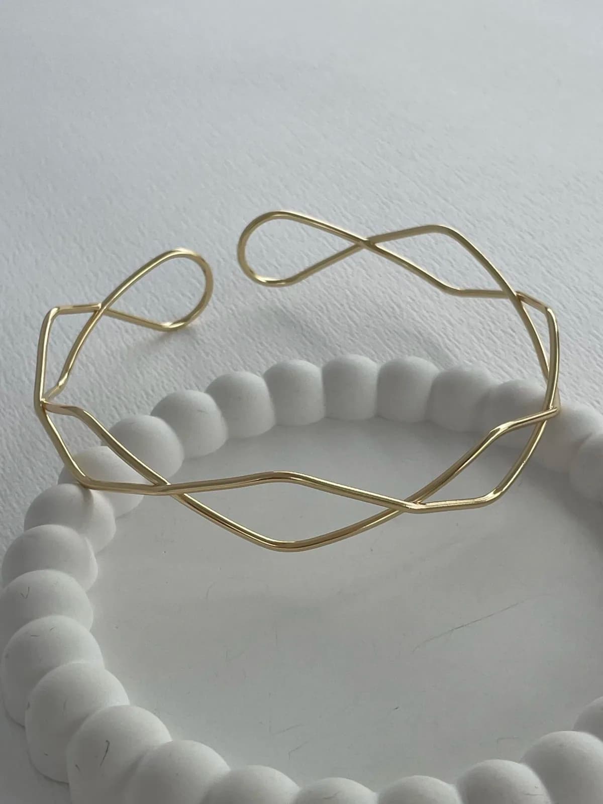 Özel Seri Baklava Desen Gold Choker Kolye