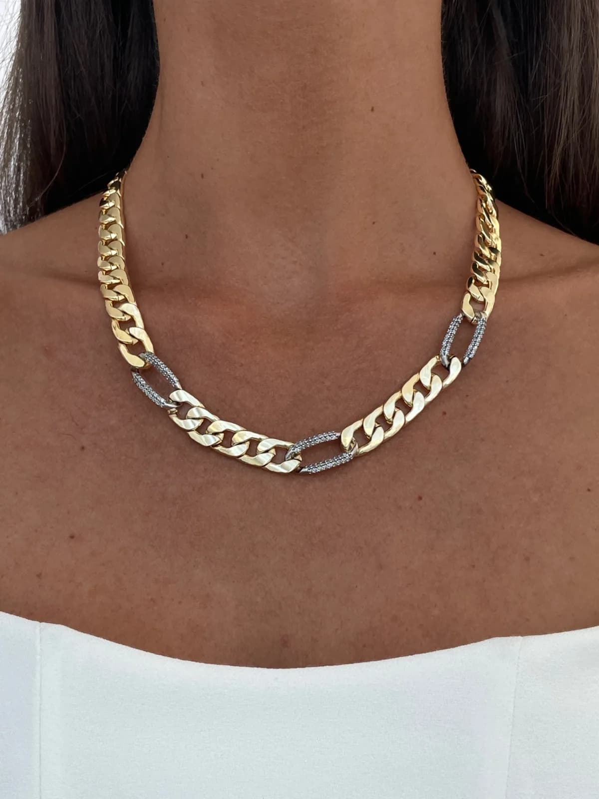 Özel Seri Zirkon Taşlı Gurmet Tasarım Gold &amp; Gümüş Kolye