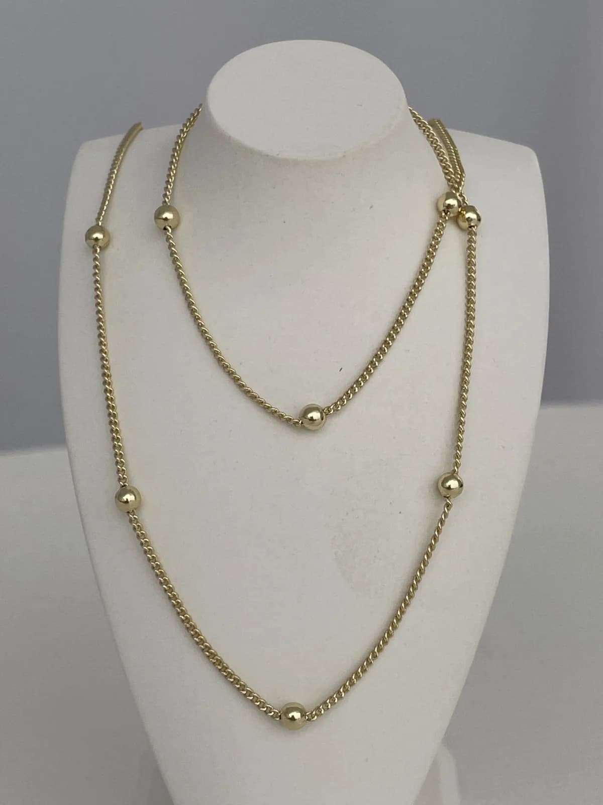 Özel Seri İnce Top Detay Gold Zincir Kolye 60 Cm