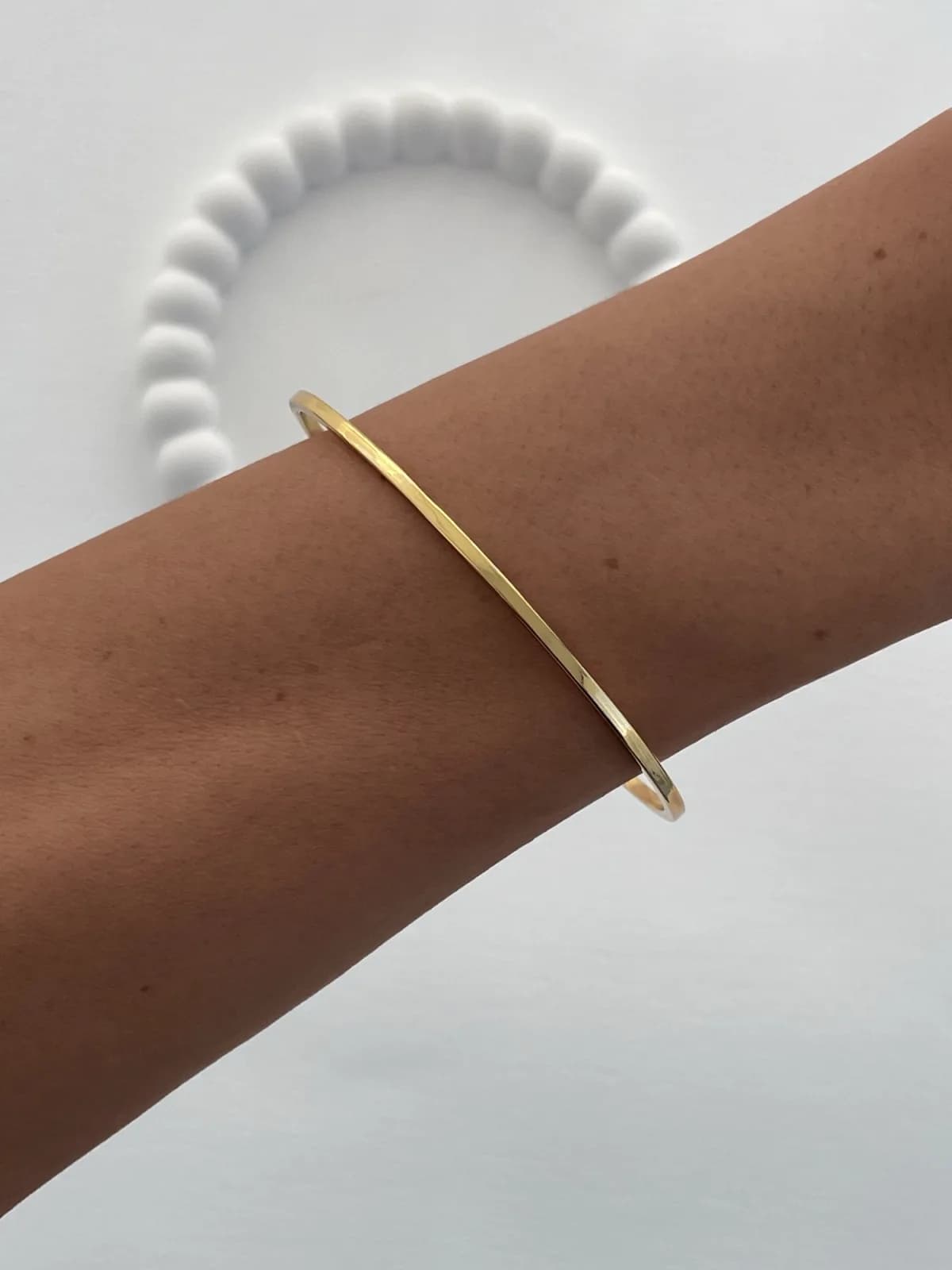 Çelik İnce Düz Gold Ajda Bileklik 65mm