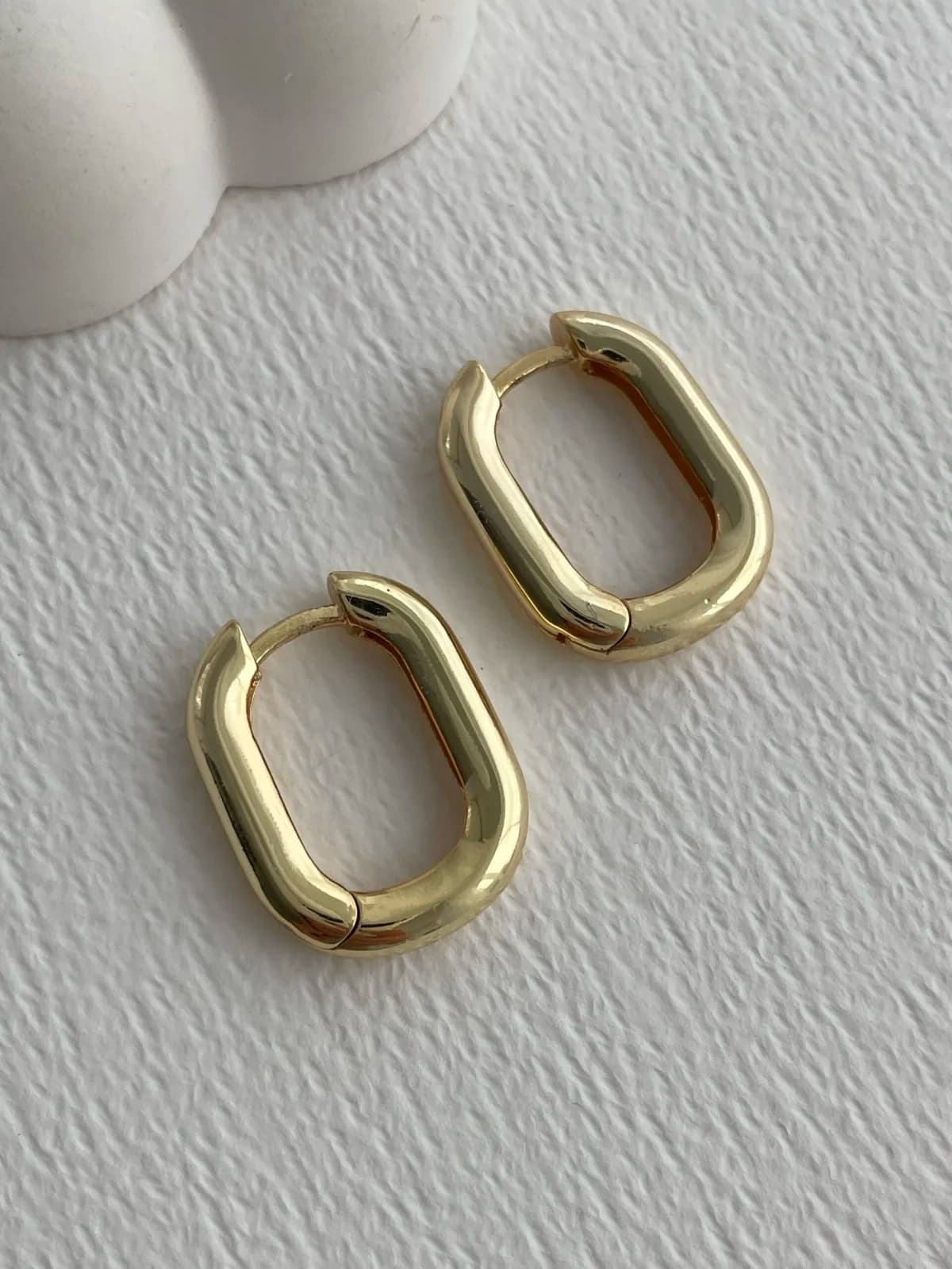 Özel Seri  Dikdörtgen Oval Gold Küpe