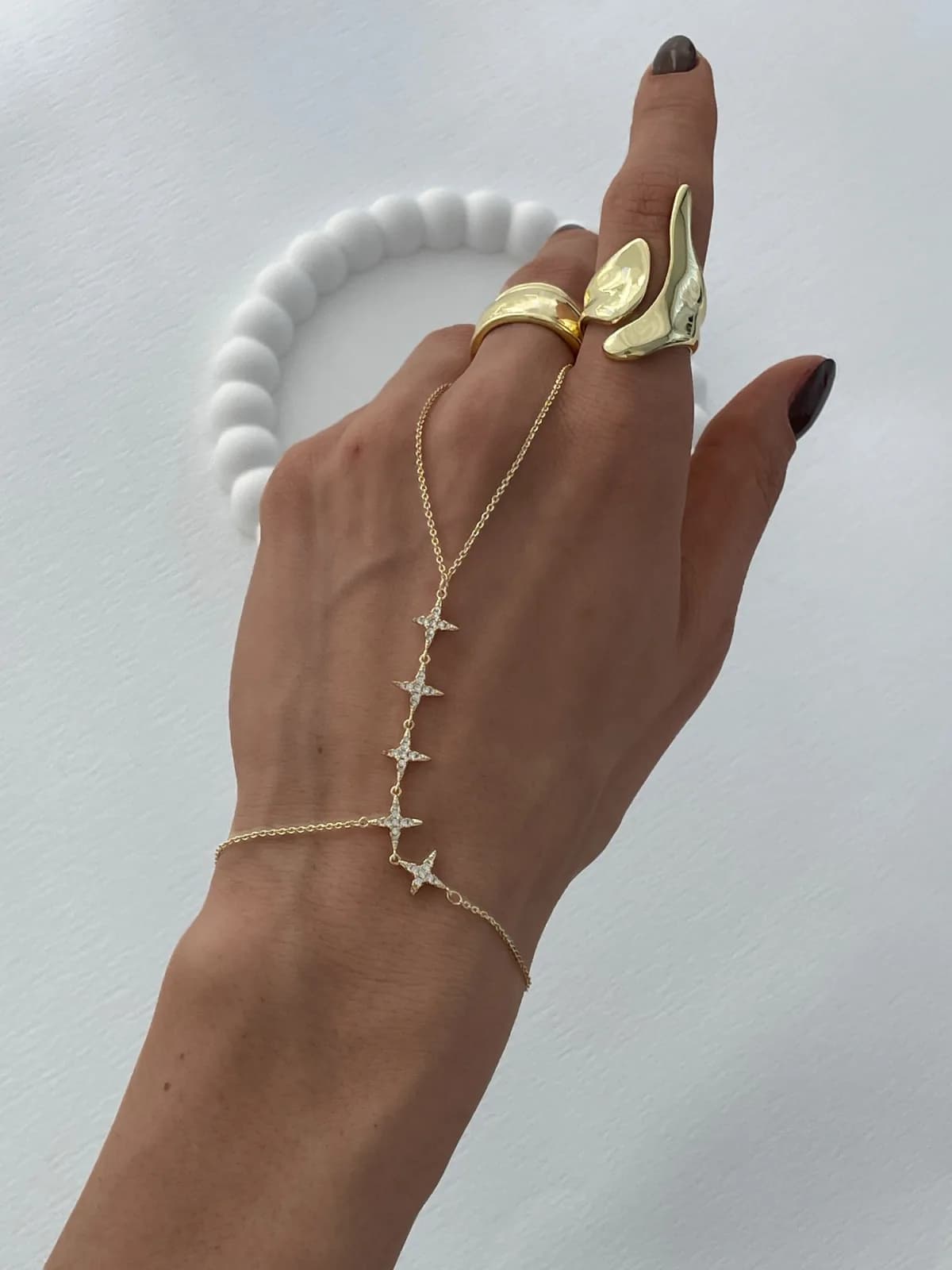 Özel Seri Zirkon Taşlı Beşli Yıldız Tasarım Gold Şahmeran