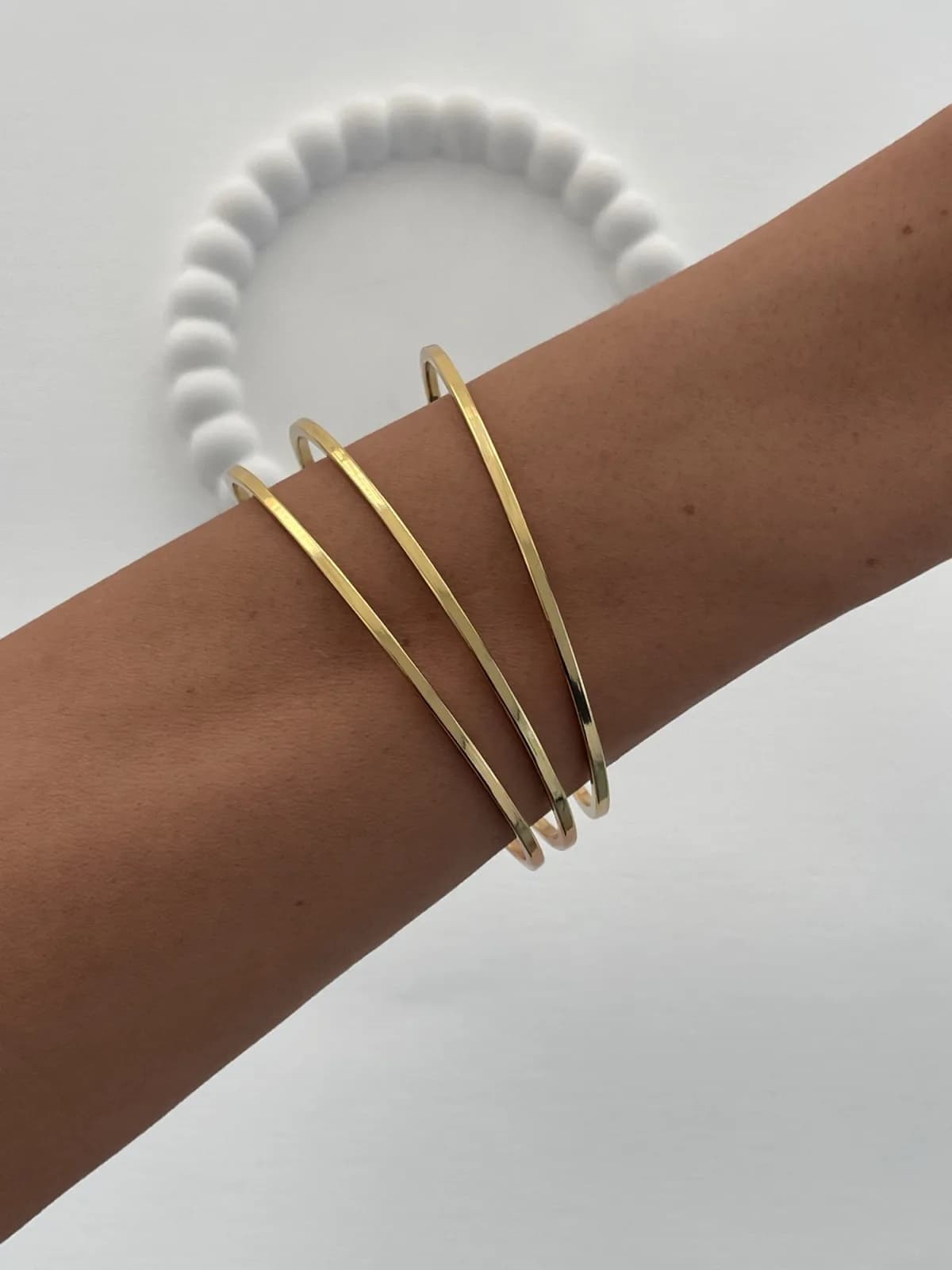 Çelik İnce Düz Gold Ajda Bileklik 65mm