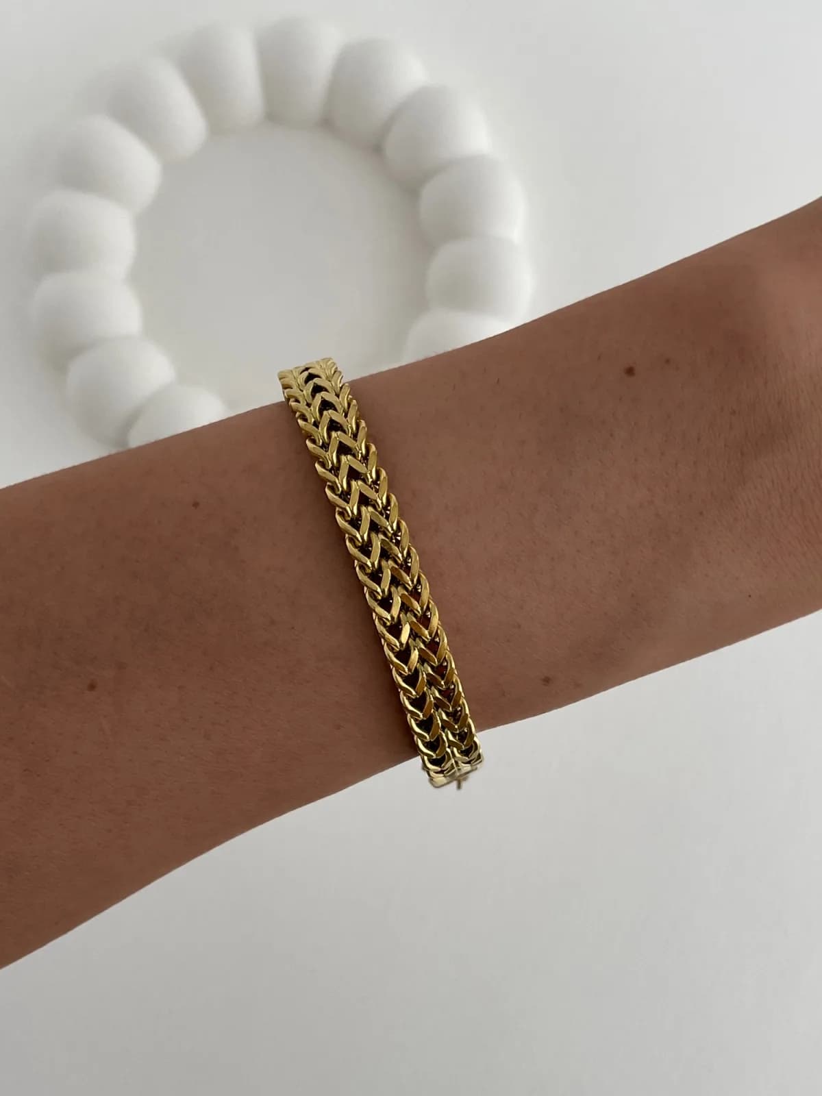Çelik Örgü Tasarım Gold Bileklik 8mm