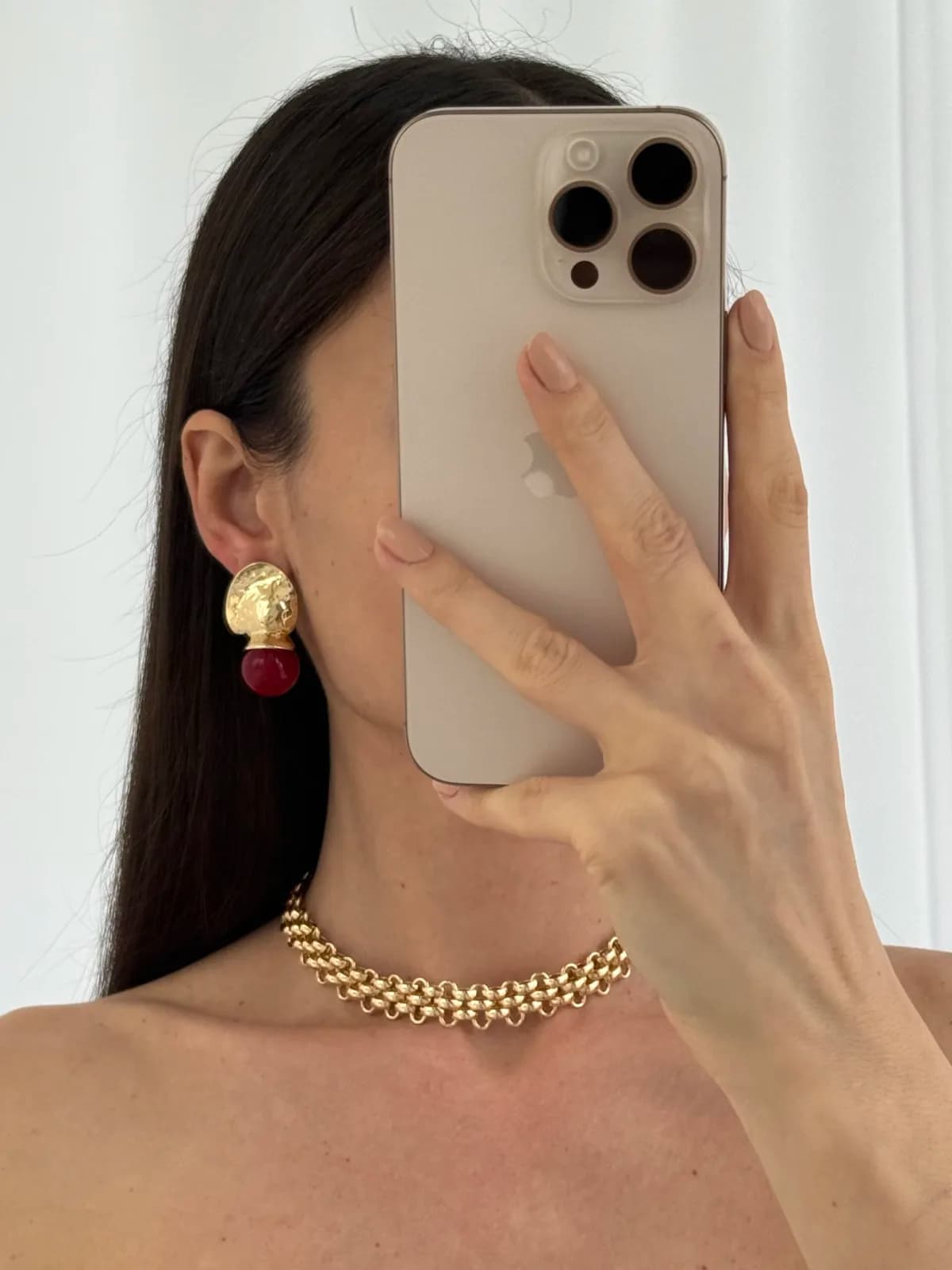 Özel Seri Soyut Gold Detay ZR Model Bordo Top Küpe