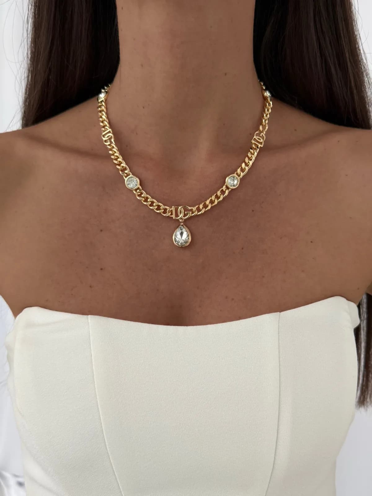 Özel Seri Zirkon Taşlı Marka Model Zincir Gold Kolye