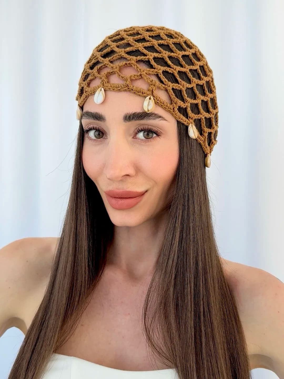 ZR Model Deniz Kabuğu Detay Kahverengi File Şapka