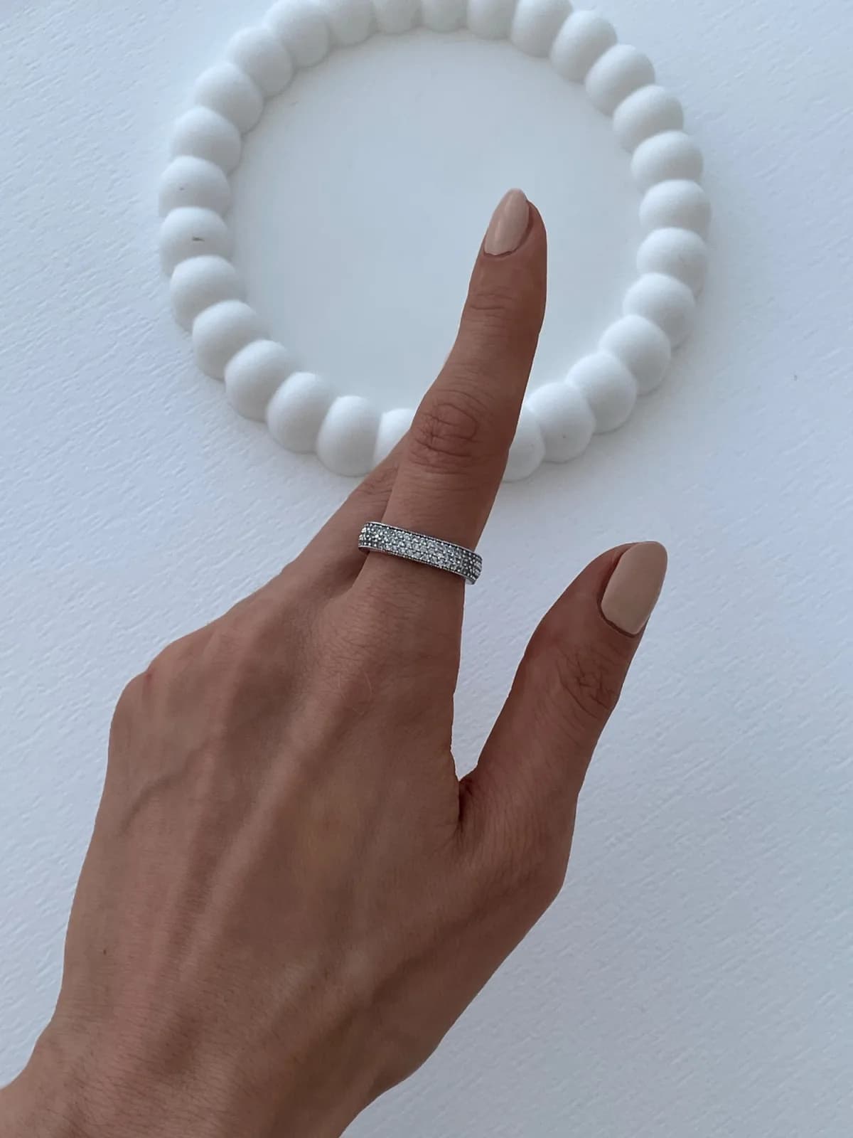 Özel Seri Zirkon Taşlı Tam Tur Kare Gümüş Yüzük