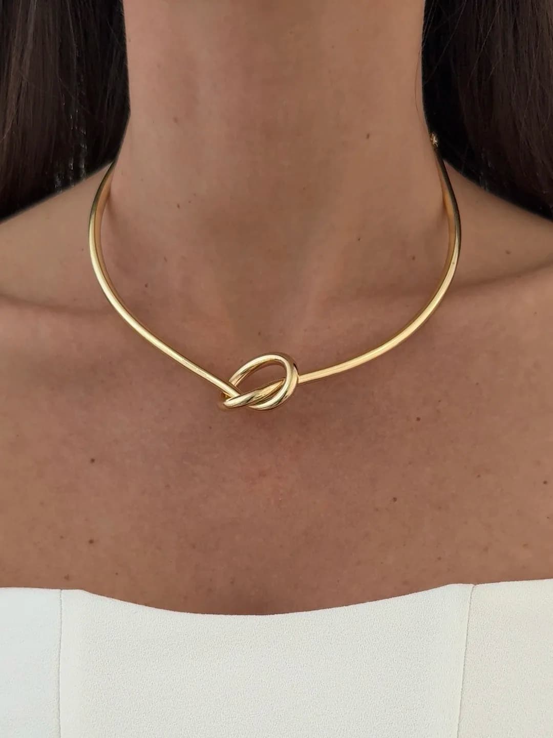 Özel Seri Düğüm Tasarım Gold Choker Kolye