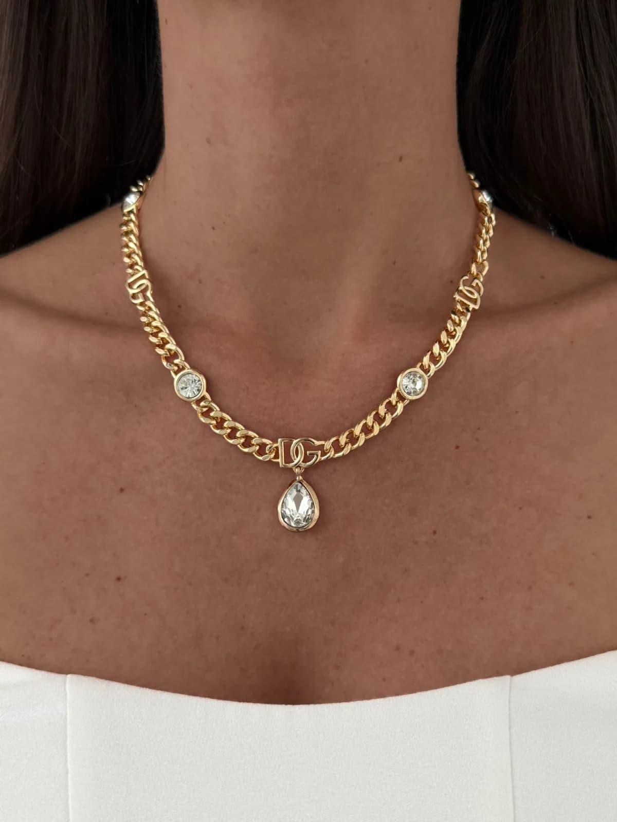 Özel Seri Zirkon Taşlı Marka Model Zincir Gold Kolye
