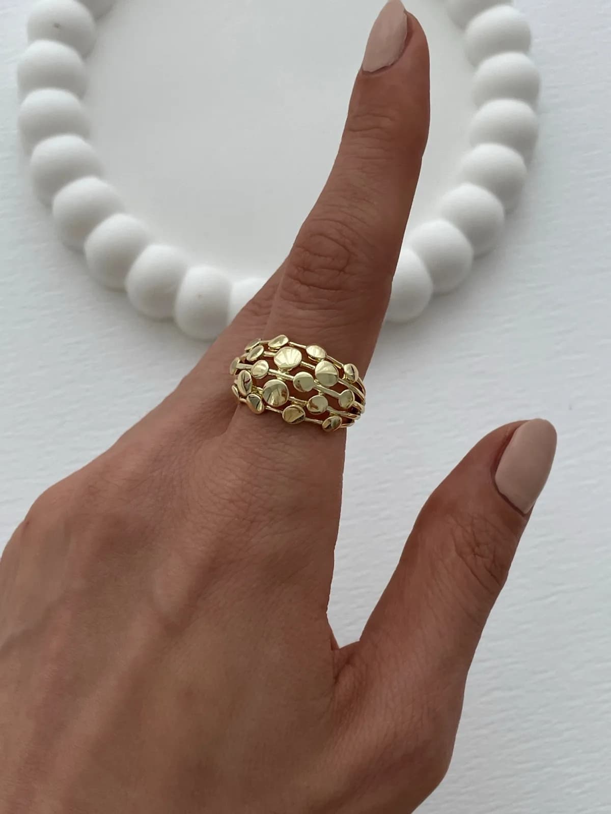 Özel Seri Geometrik Tasarım Ayarlanabilir Gold Yüzük