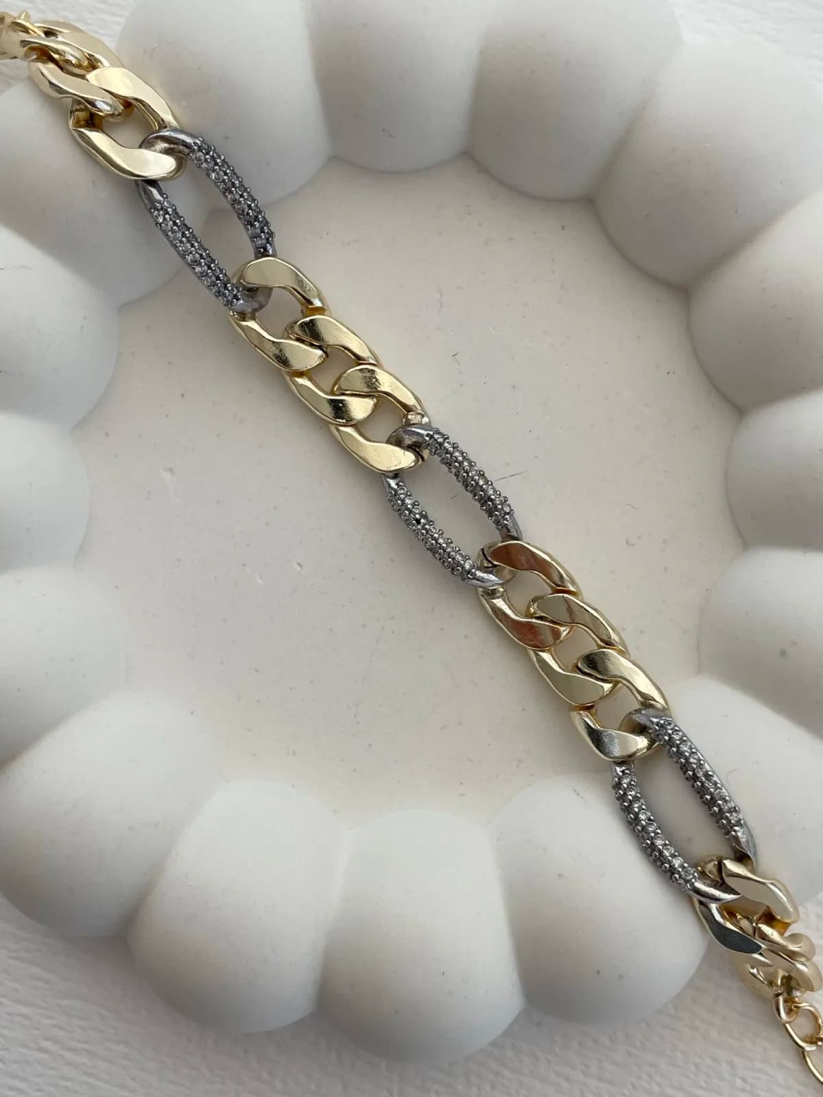 Özel Seri Zirkon Taşlı Gurmet Tasarım Gold &amp; Gümüş Bileklik