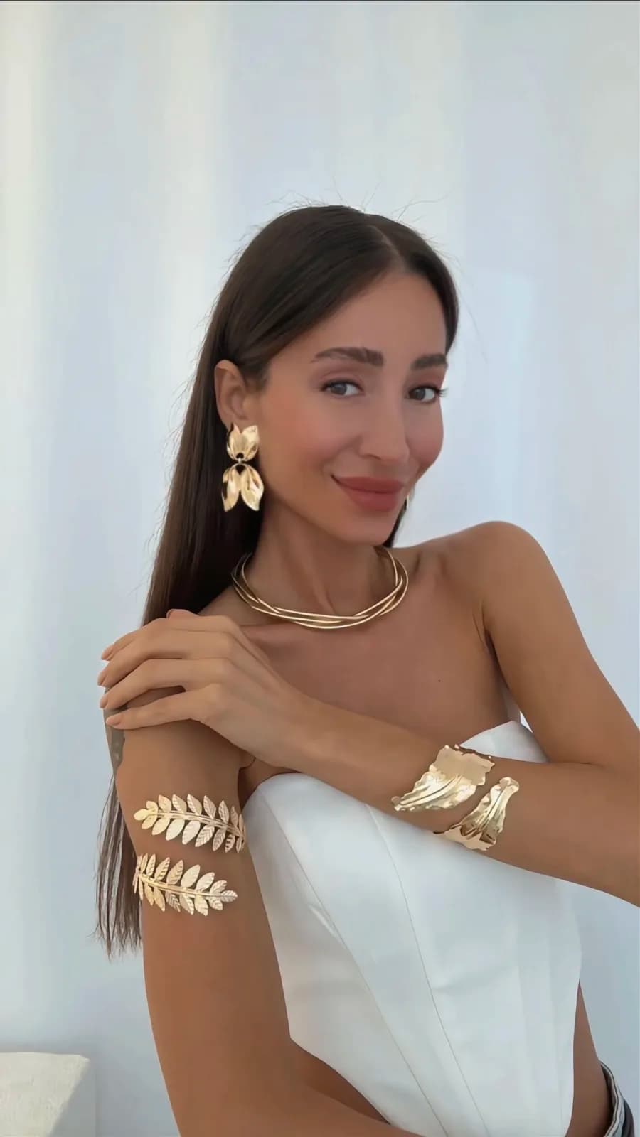 Özel Seri Yaprak Tasarım Sıkıştırılabilir Gold Bileklik