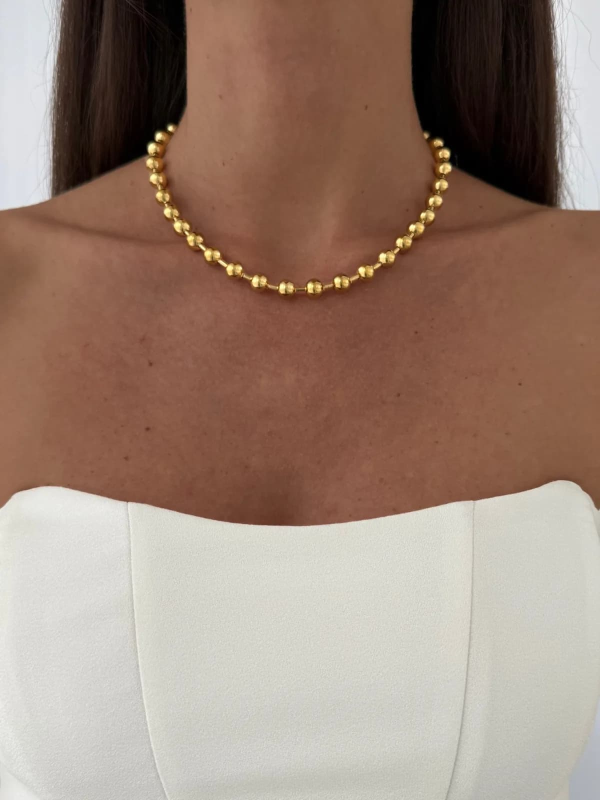 Çelik Top Tasarım Gold Kolye