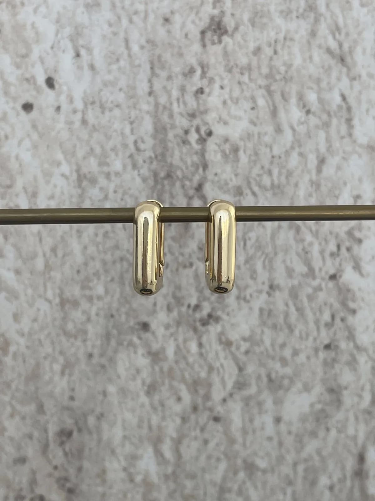 Özel Seri Dikdörtgen Tasarım Gold Halka Küpe