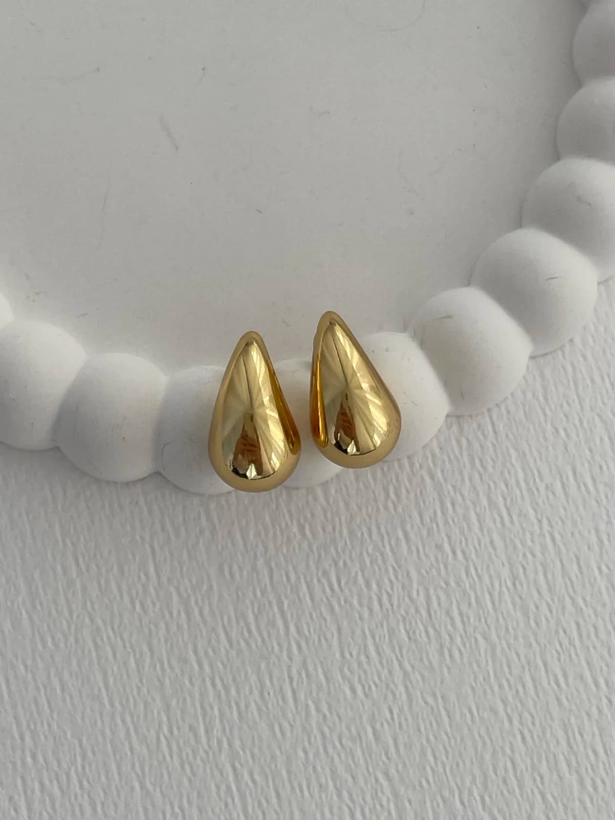 Çelik Mini Damla Tasarım Gold Küpe