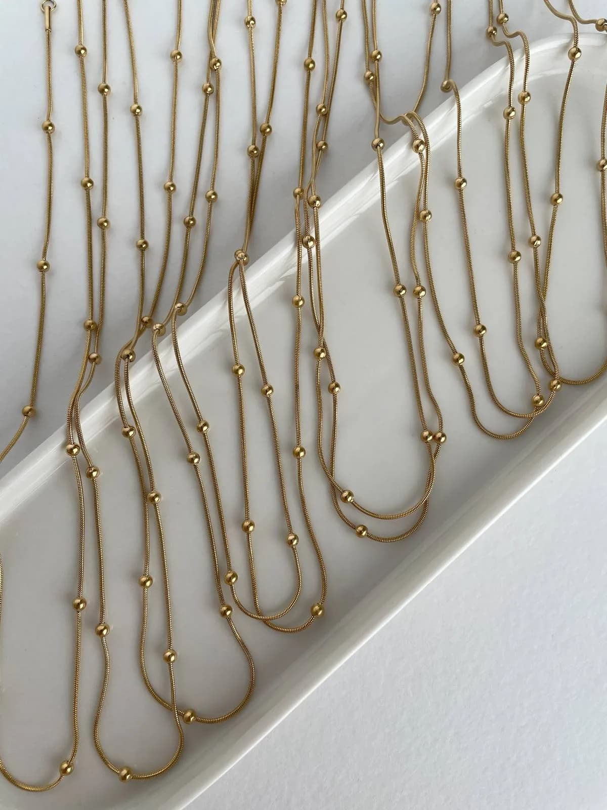 Çelik Gold Top Detaylı Zincir Kolye 60cm
