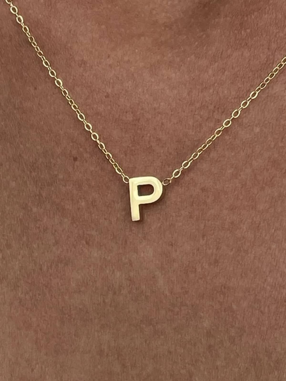 Çelik Minimal P Harfli Kolye