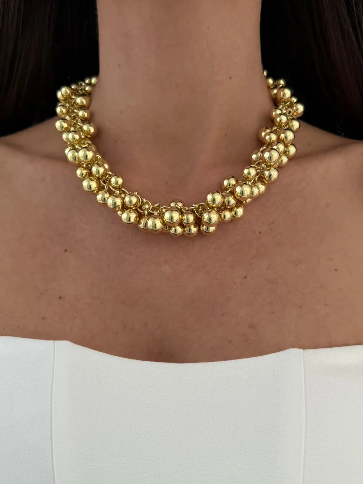 Özel Seri Saçak Top Tasarım Gold Kolye