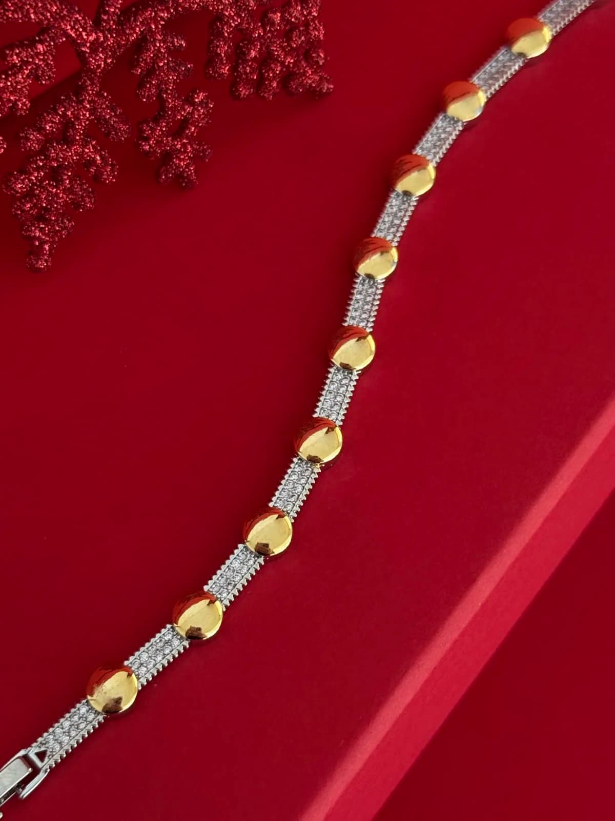 NS-Oval Tasarım Gold &amp; Gümüş Bileklik
