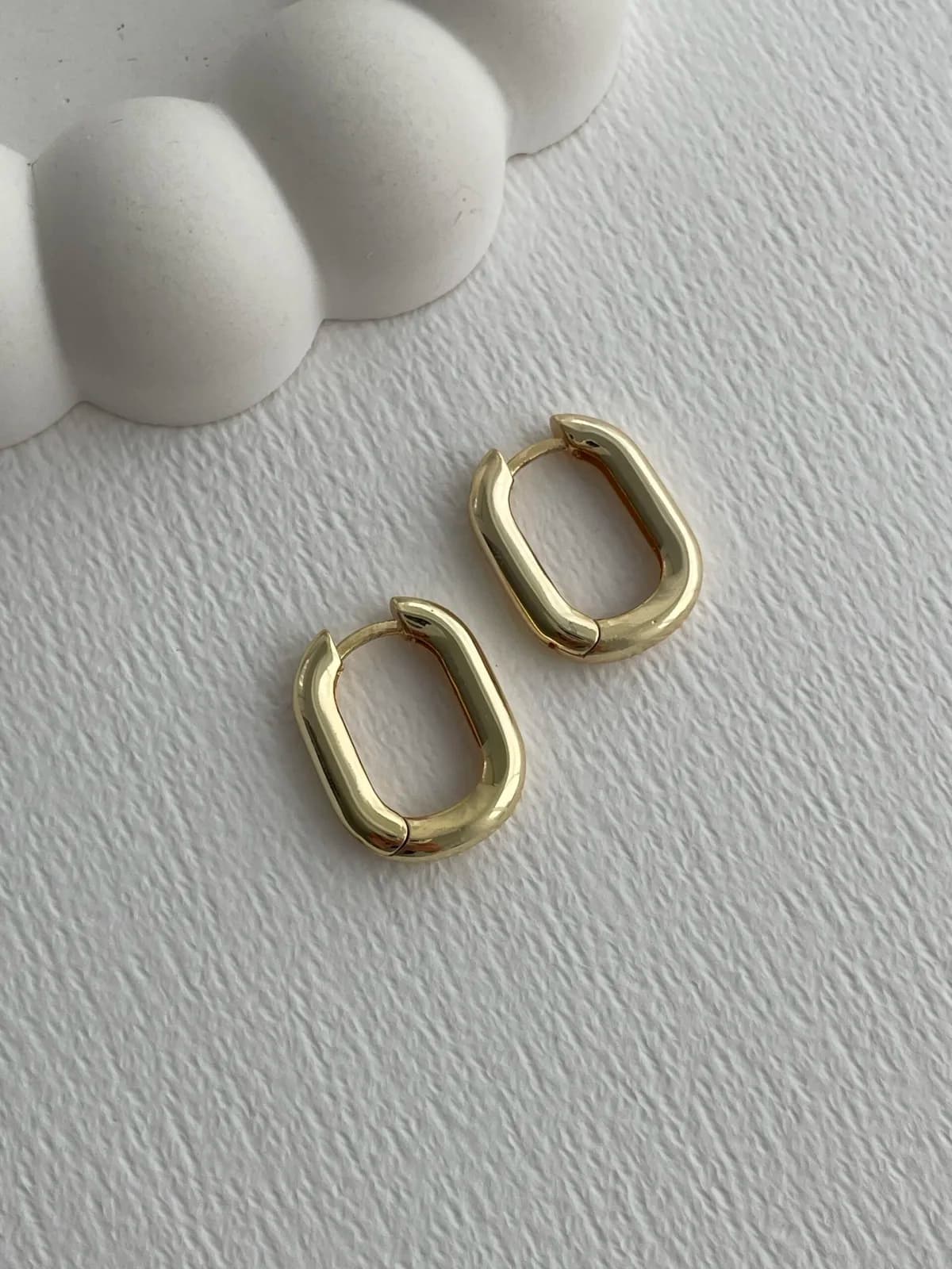 Özel Seri  Dikdörtgen Oval Gold Küpe