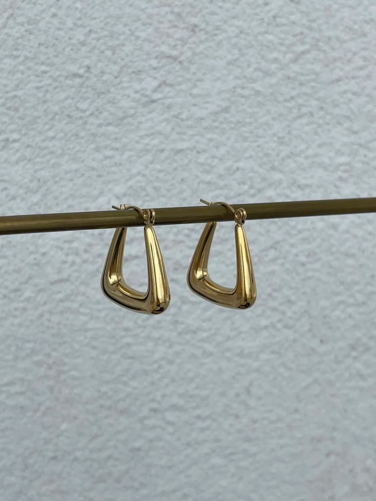 Çelik Geometrik Tasarım Gold Halka Küpe