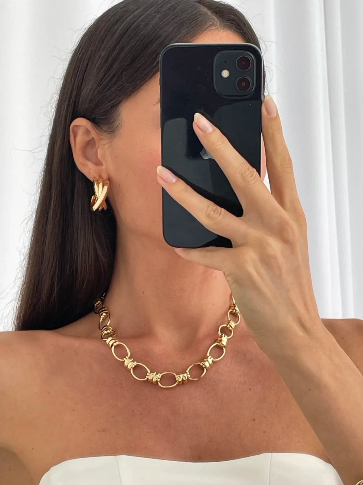 Özel Seri Üçlü Kıvrım Geometrik Tasarım Gold Küpe