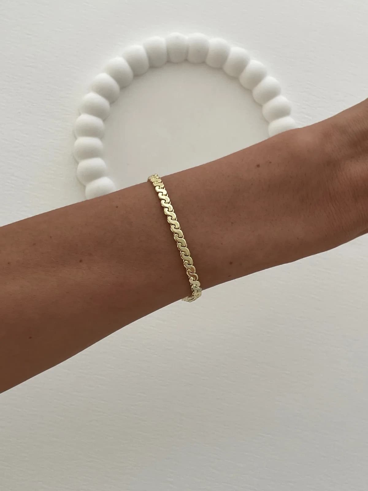 Özel Seri İnce Ezme Örgü Tasarım Gold Bileklik
