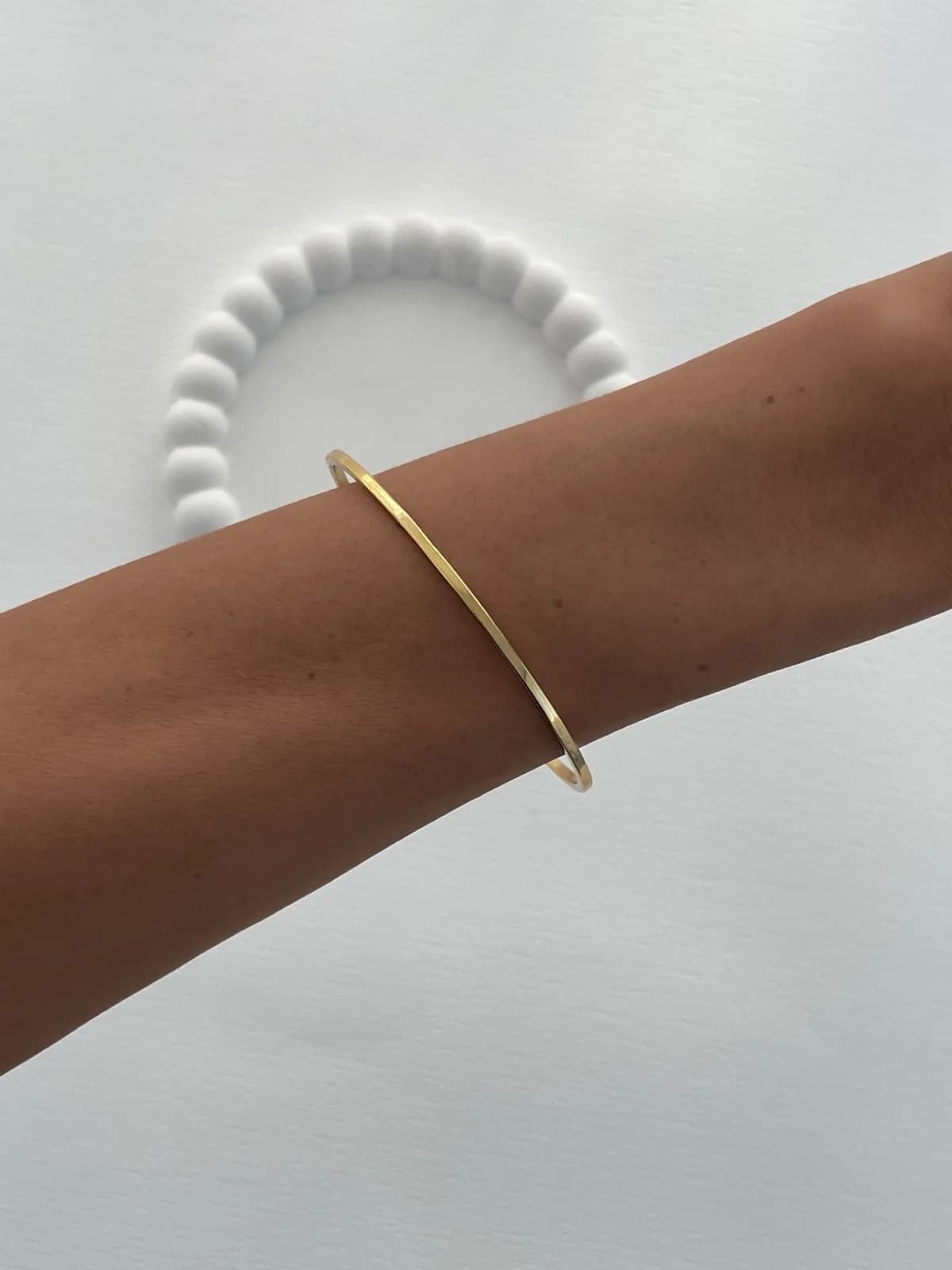 Çelik İnce Düz Gold Ajda Bileklik 65mm