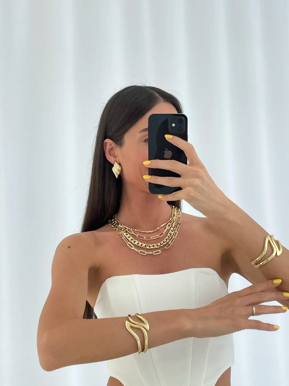 Özel Seri Geometrik Yaprak Tasarım Gold Küpe