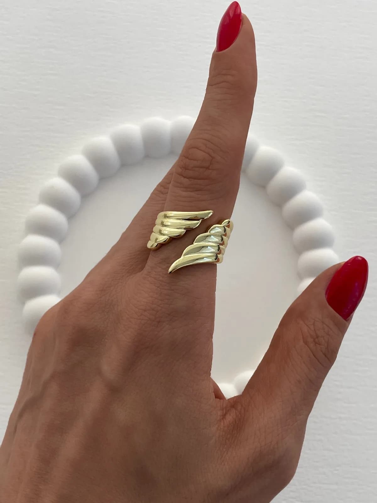 Özel Seri Kanat Tasarım Ayarlanabilir Gold Yüzük