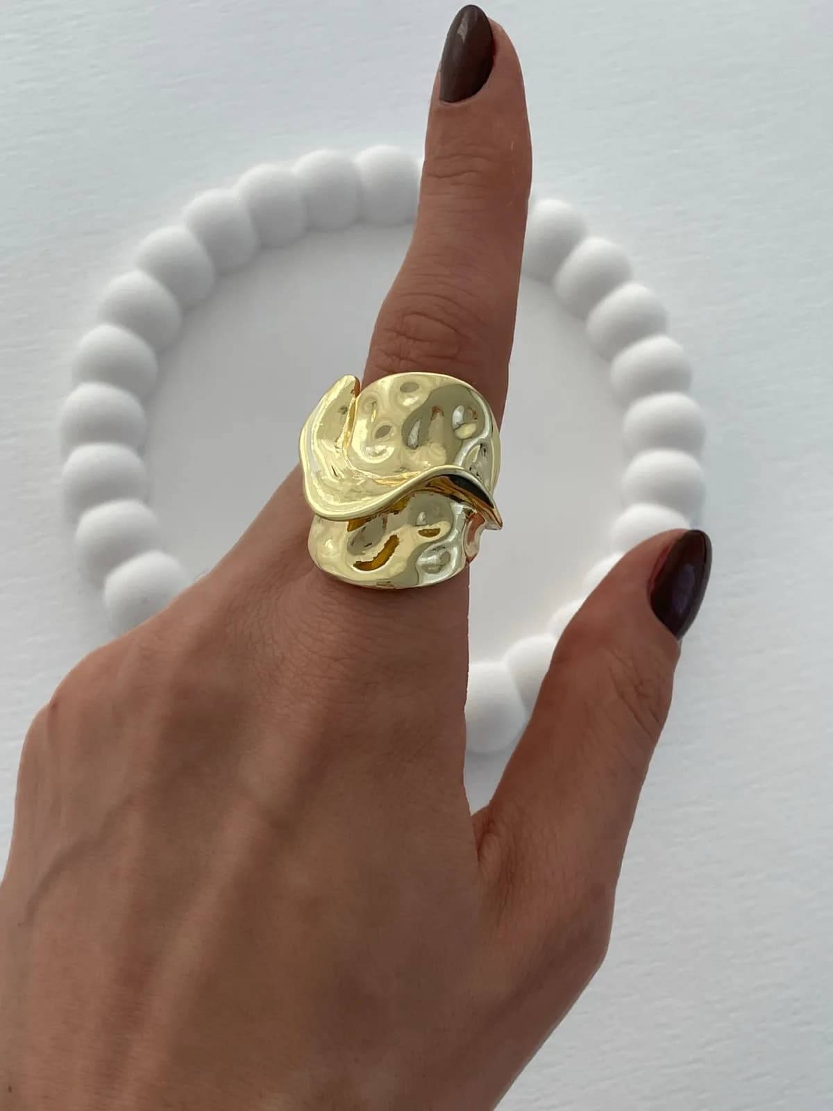 Özel Seri Desenli Soyut Tasarım Gold Yüzük