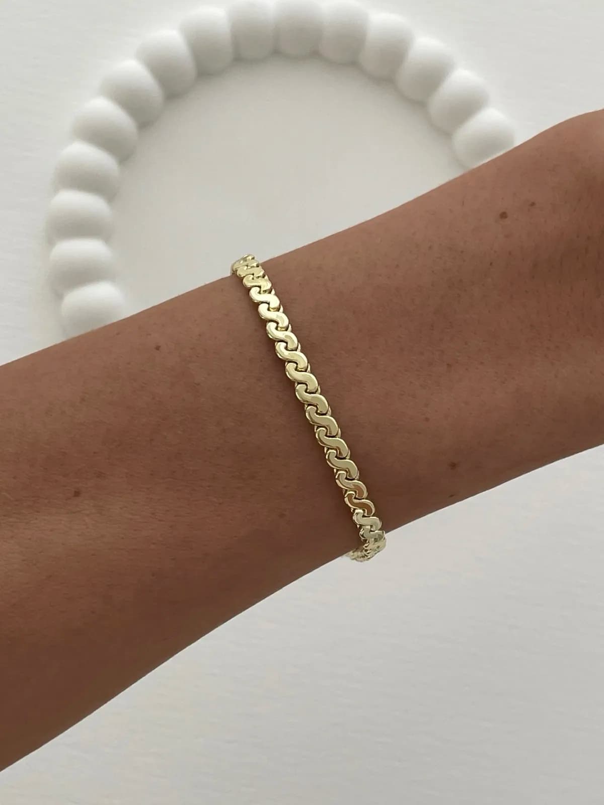 Özel Seri İnce Ezme Örgü Tasarım Gold Bileklik