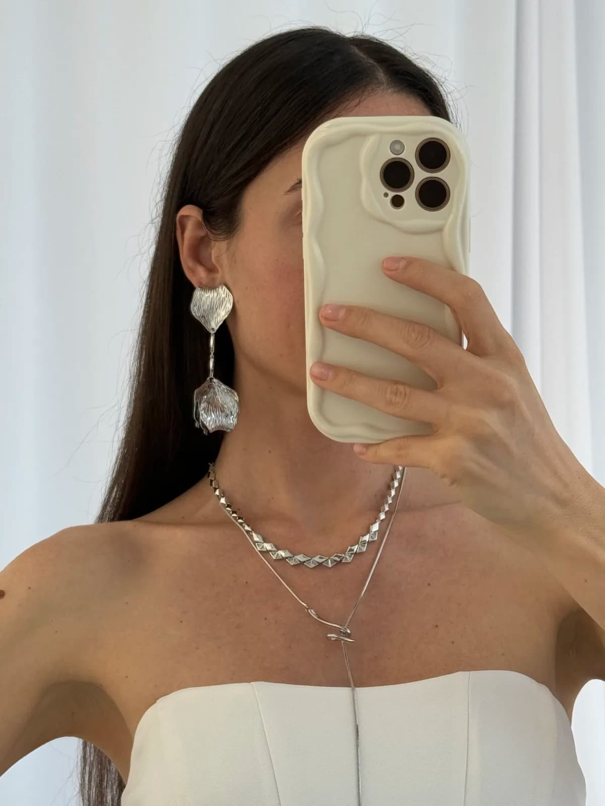 Özel Seri ZR Model Yaprak Tasarım Gümüş Küpe