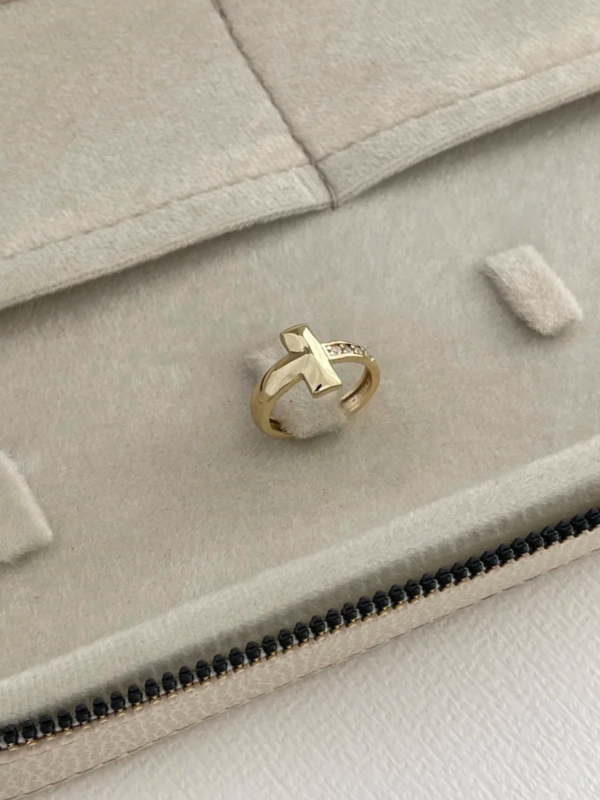 Özel Seri Zirkon Taş Geometrik Tasarım Ayarlanabilir Gold Yüzük
